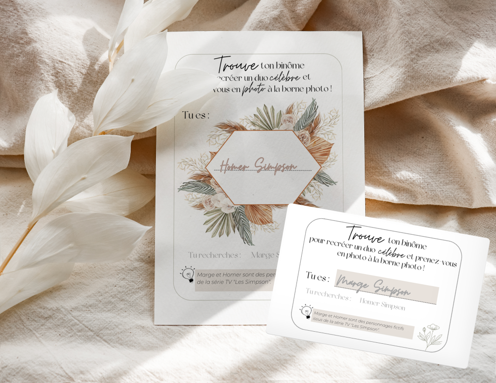 Jeu des binômes invités - Animation mariage tendance et fun